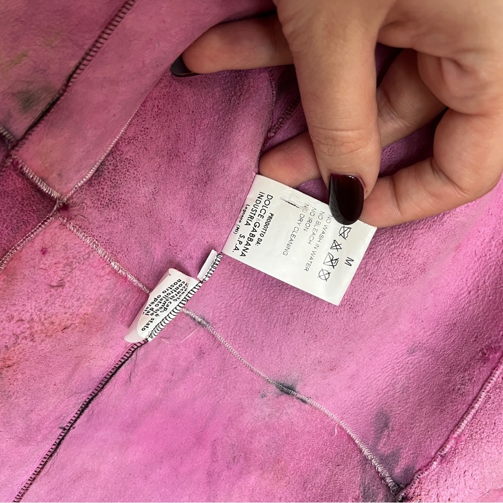 Dolce & Gabbana Fall/Winter 1999 Pink & Black Fur Lapin Tie Dye Rabbit Coat - Picture 4 of 10